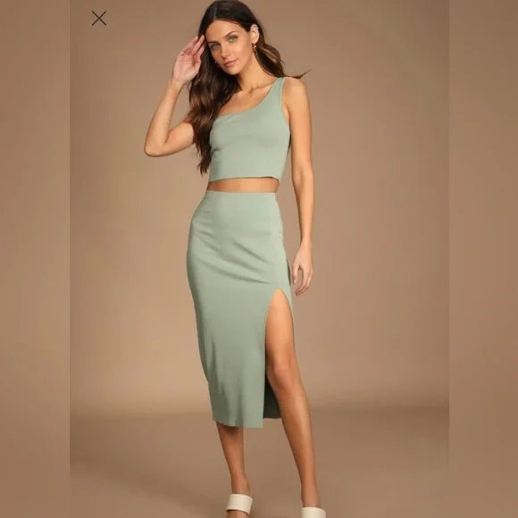 One-shoulder Two Piece Midi Dress